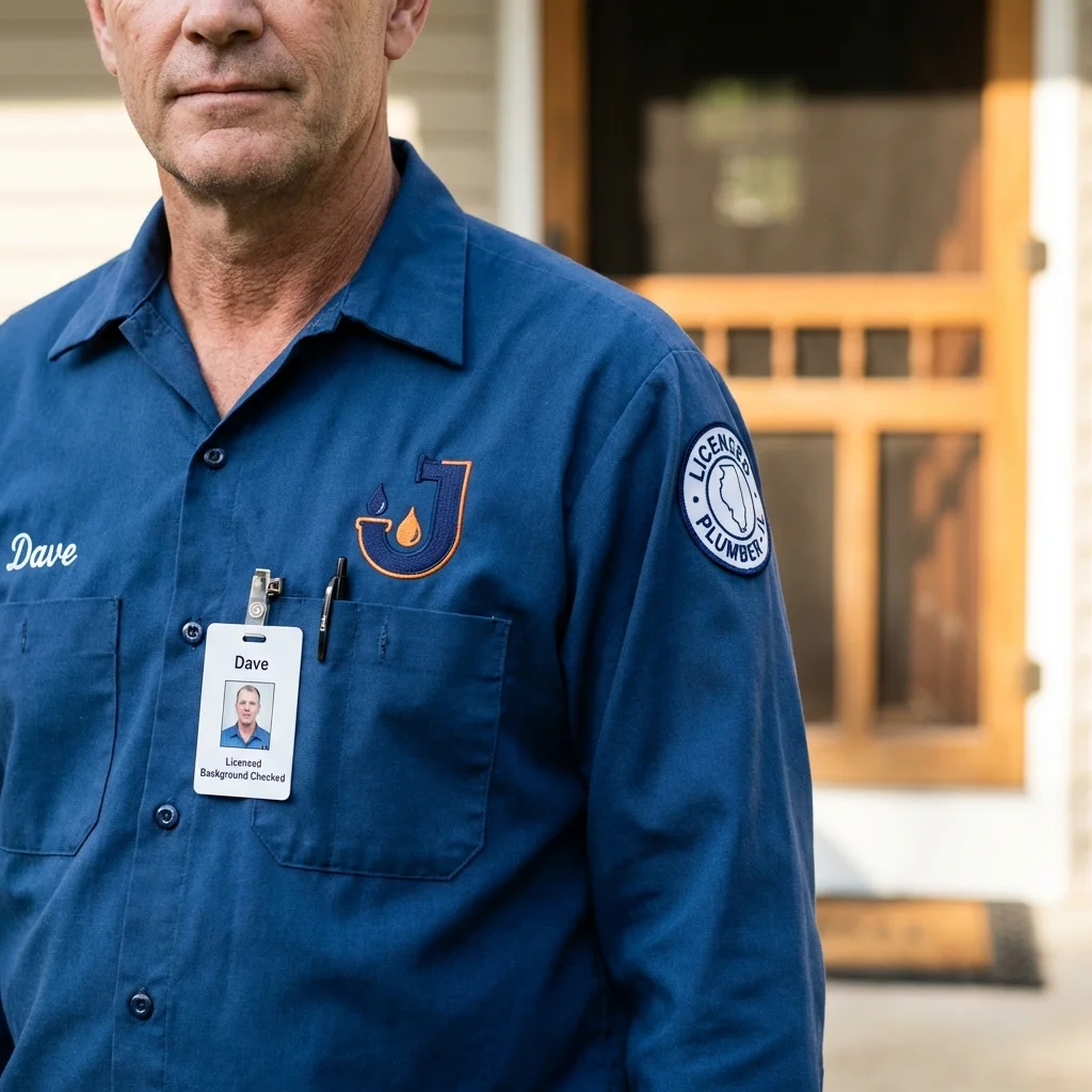 Licensed plumber showing ID badge in Ravensdale, WA