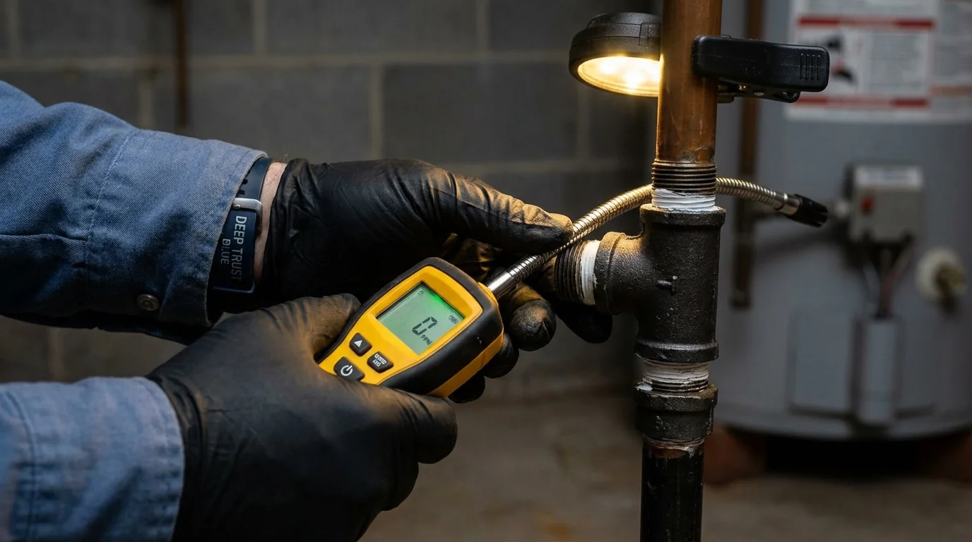Gas leak detection with electronic sniffer by Johns Plumbing LLC in Ravensdale