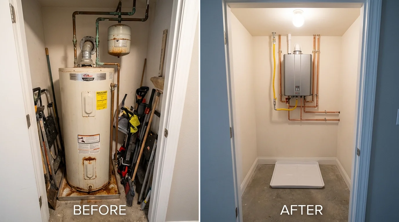 Tank water heater versus wall-mounted tankless unit comparison for Ravensdale, WA homeowners